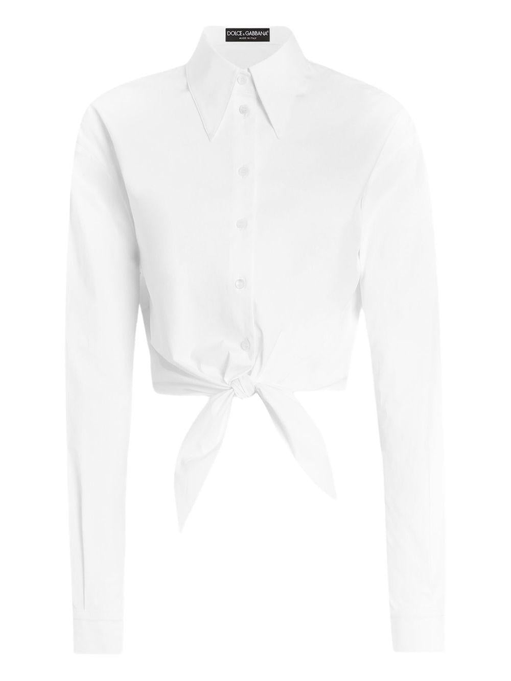 DOLCE e GABBANA Camicia crop in cotone bianco 