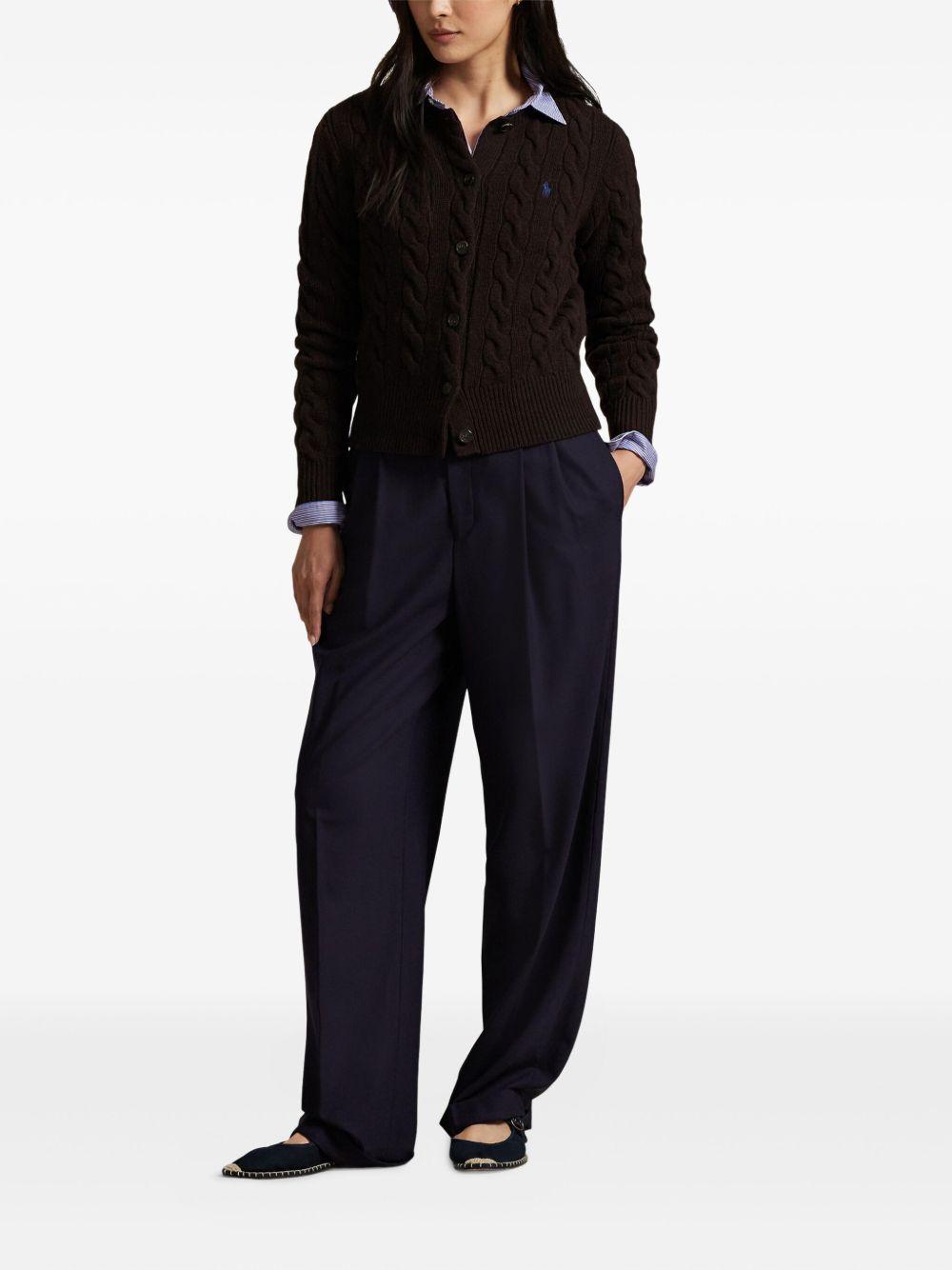 POLO RALPH LAUREN Cardigan in maglia a trecce con logo 