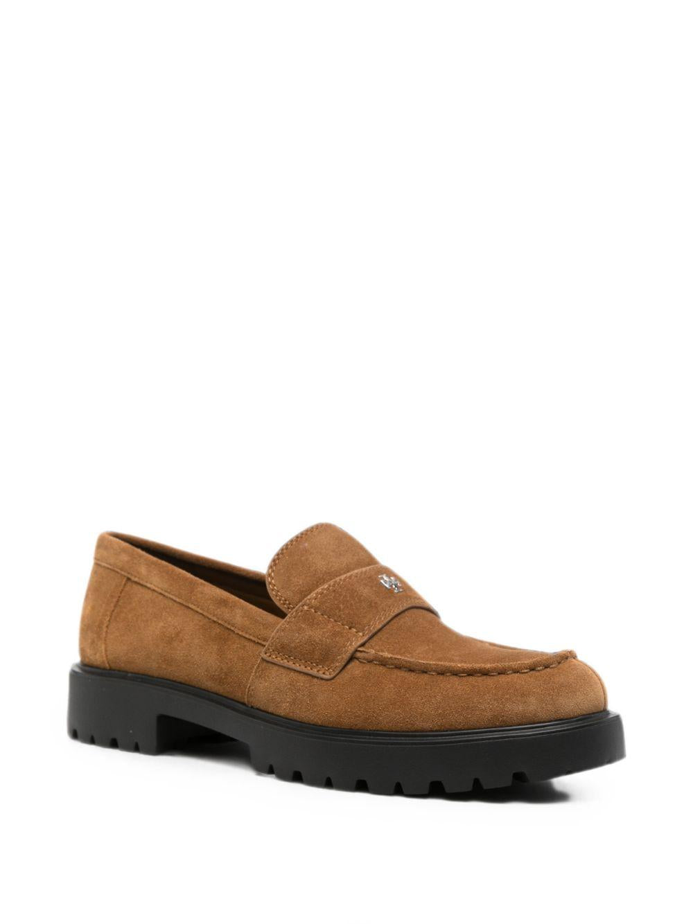 TORY BURCH Mocassini in pelle scamosciata color cammello 