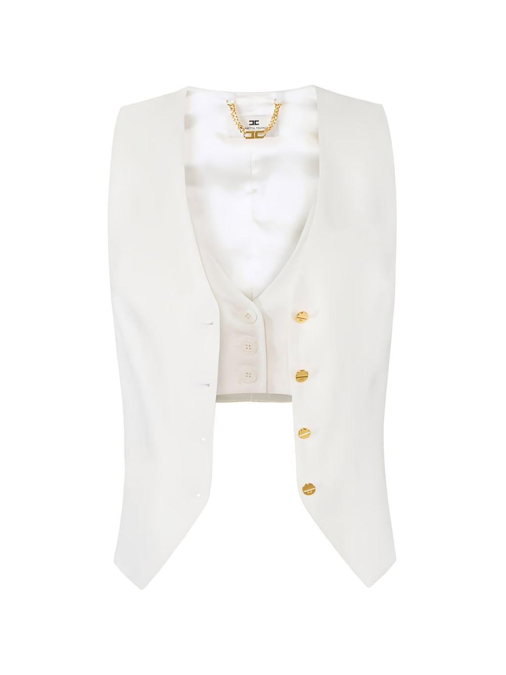 ELISABETTA FRANCHI Gilet bianco avorio con bottoni dorati 
