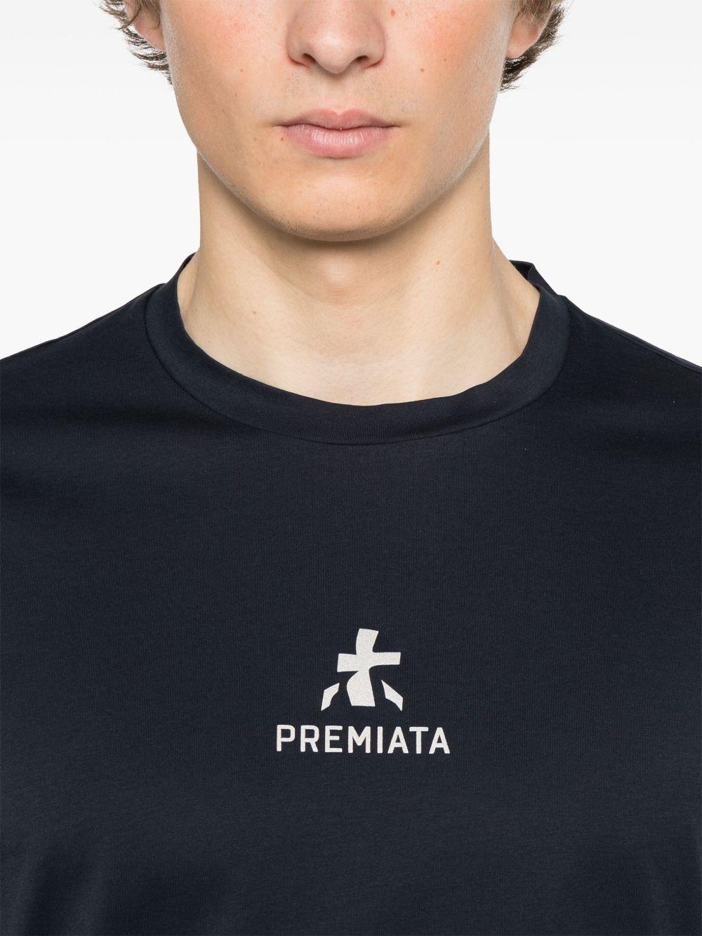PREMIATA T-shirt in cotone blu con logo bianco 