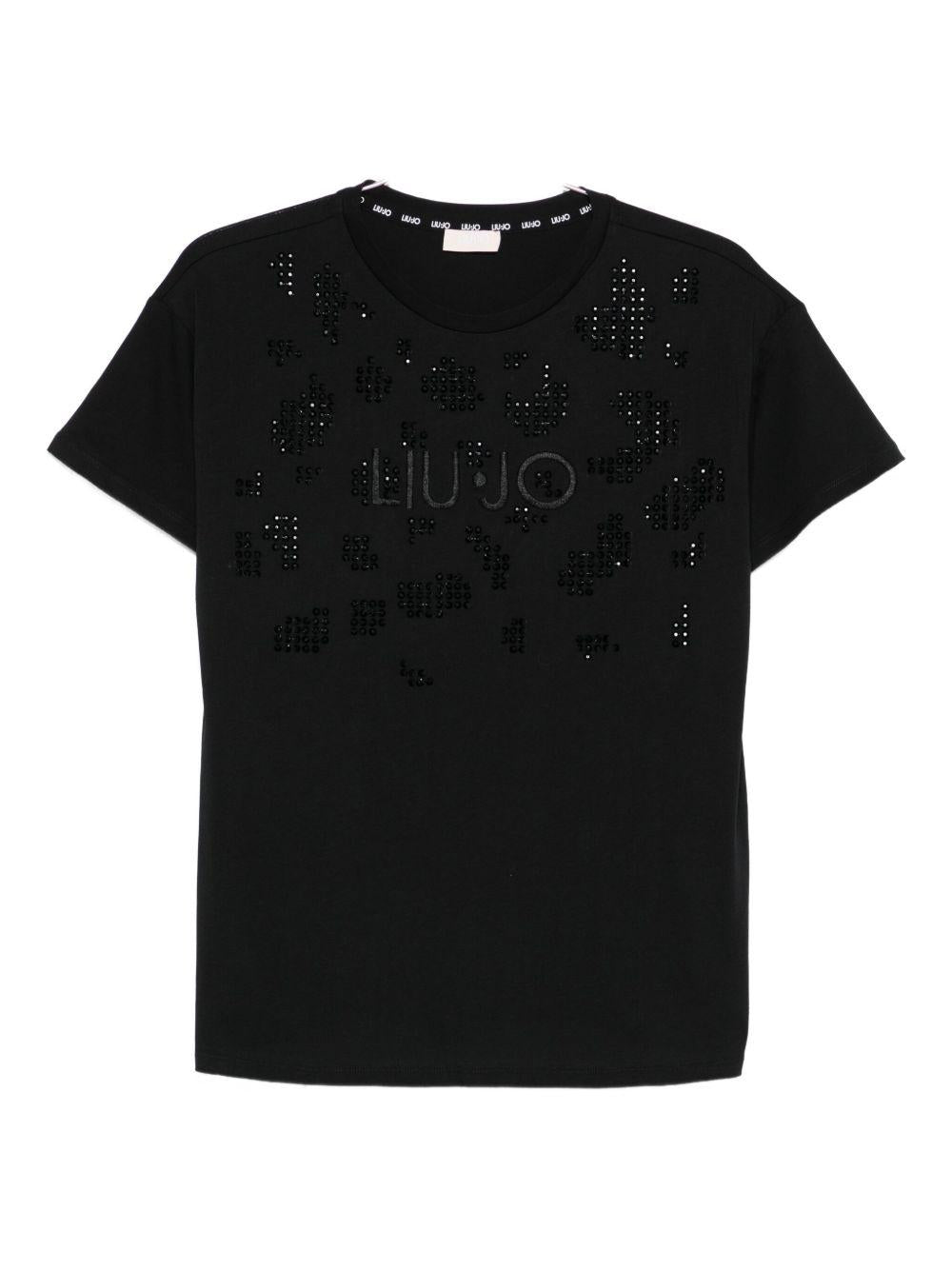 LIUJO T-shirt con strass e logo 