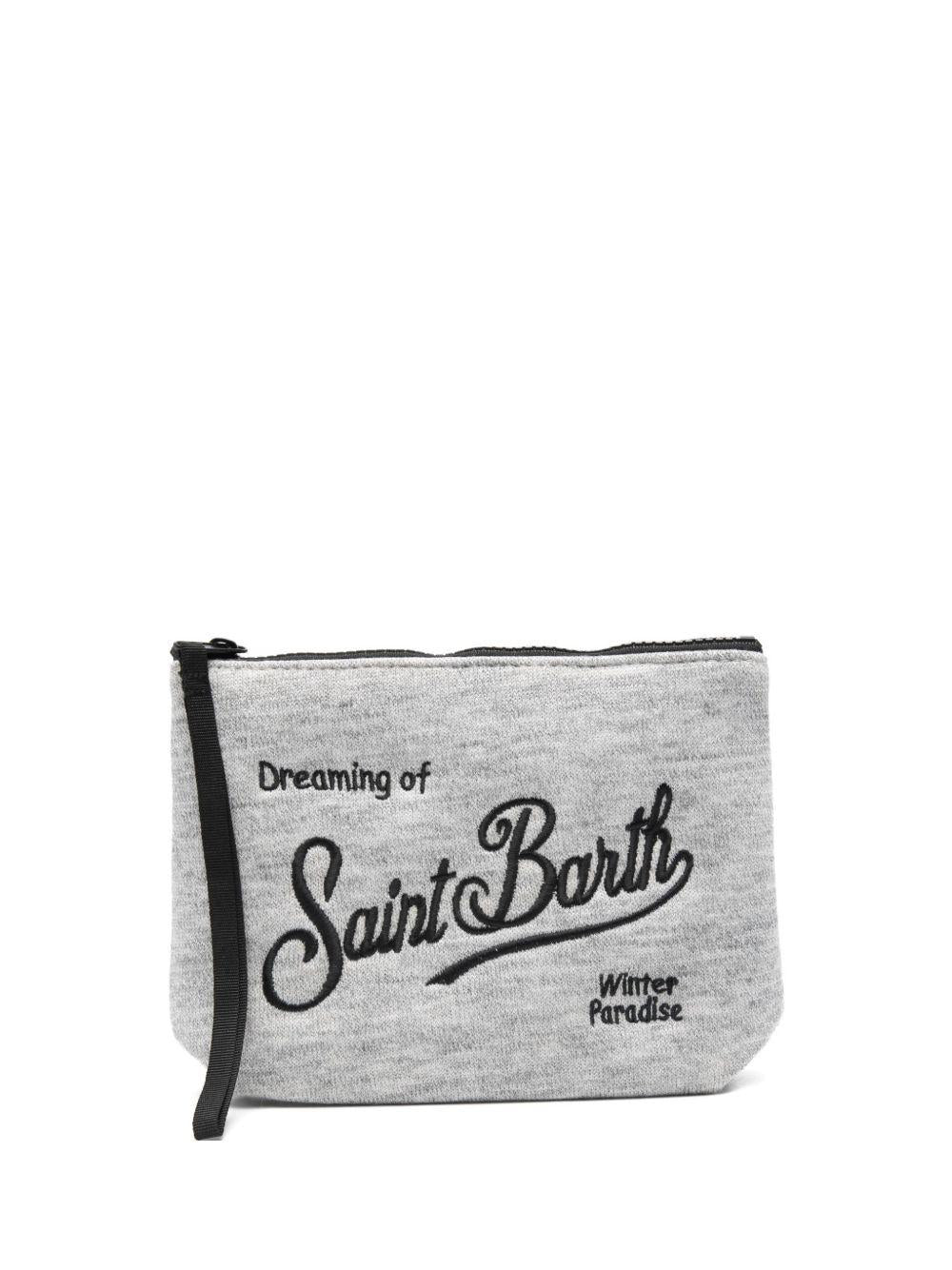 MC2 SAINT BARTH Pochette grigia con logo ricamato 