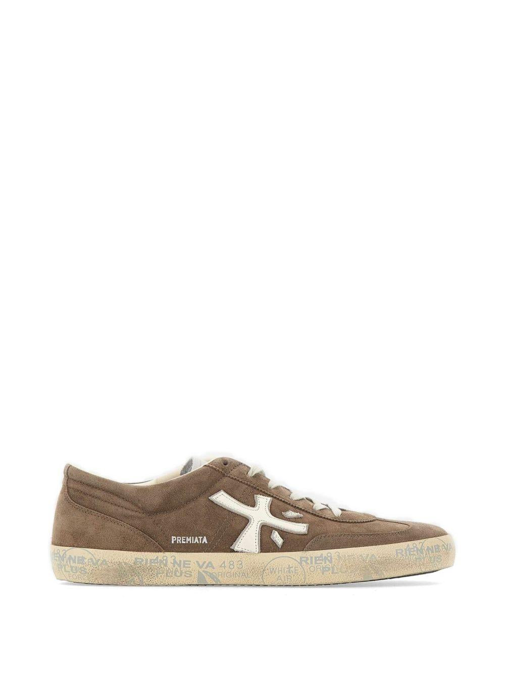 PREMIATA Sneakers David in camoscio marrone con logo 