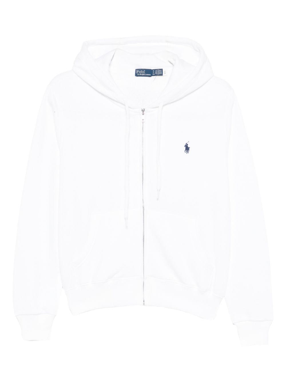 POLO RALPH LAUREN Felpa Sportina con cappuccio e zip bianca 