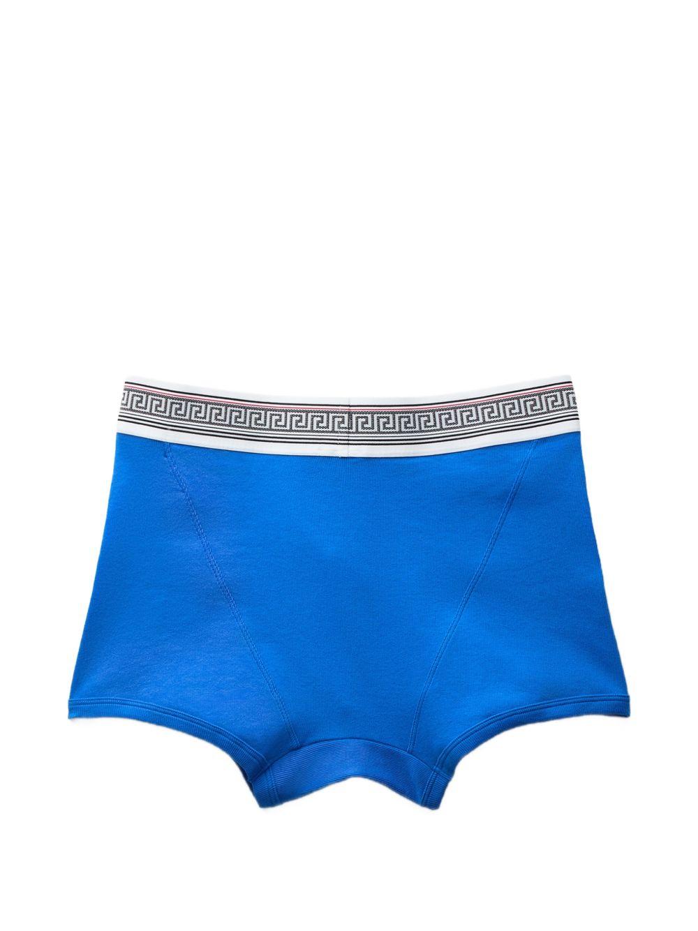 VERSACE Boxer in cotone blu con motivo Greca 