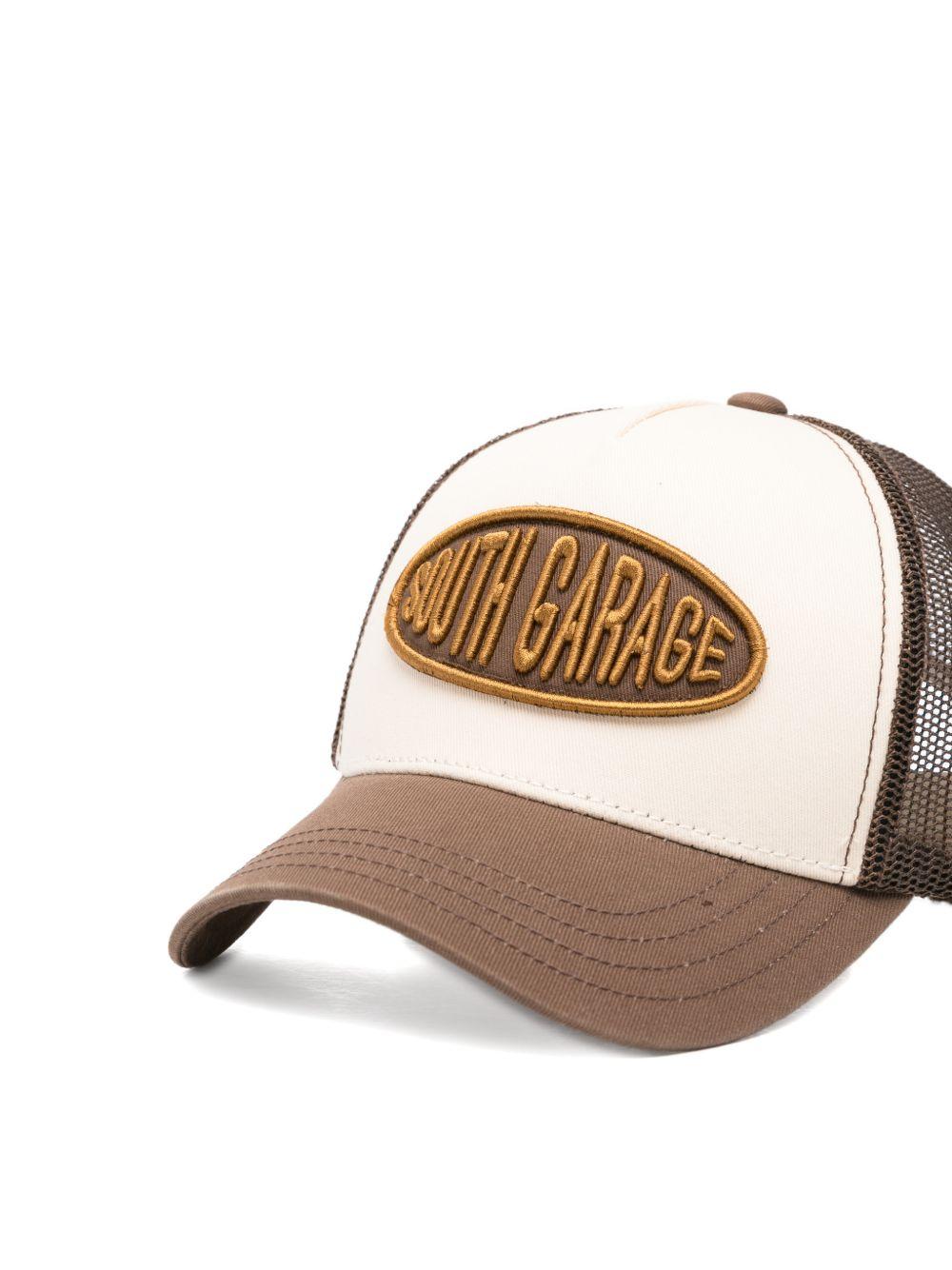 SOUTH GARAGE Cappello marrone e bianco con stampa 