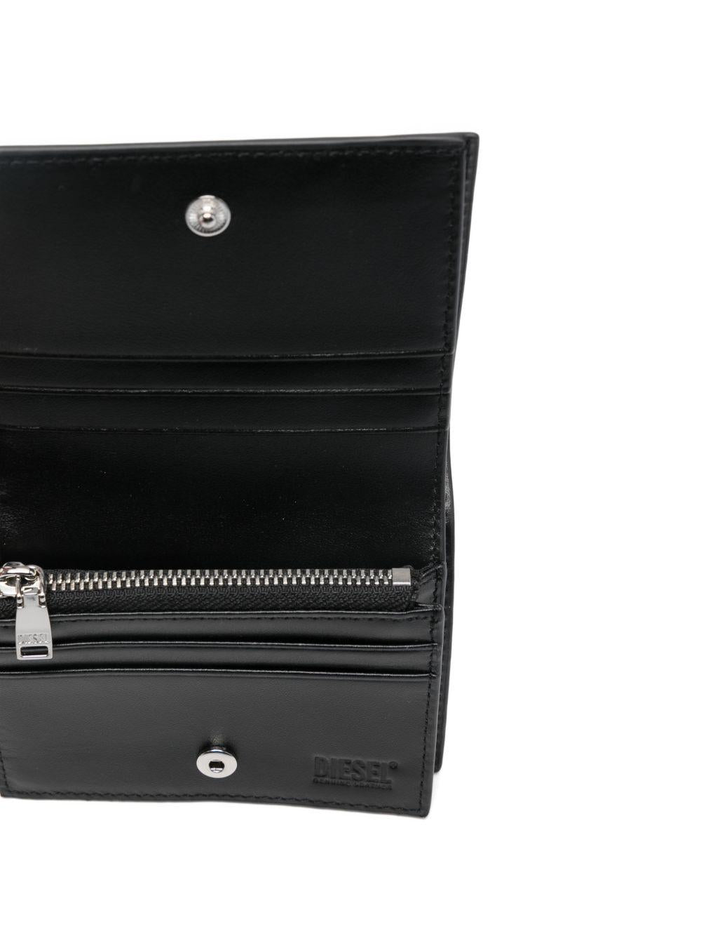 DIESEL Portafoglio in pelle nera con logo 