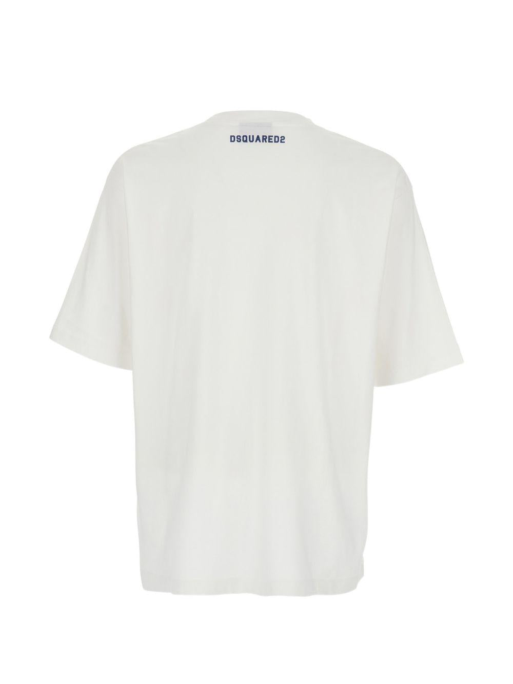DSQUARED2 T-shirt bianca con stampa e applicazione 