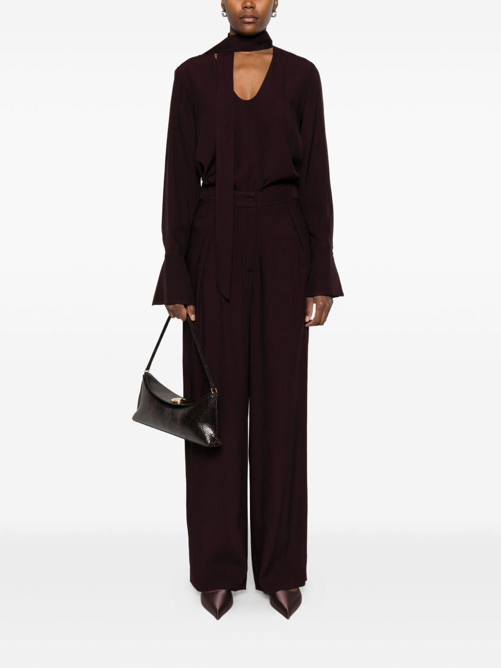 RAQUEL DINIZ Pantaloni ampi borgogna 