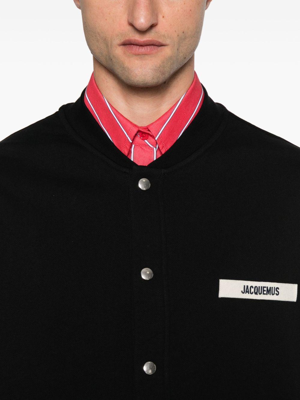 JACQUEMUS Cardigan 'Gros Grain' nero con patch logo 