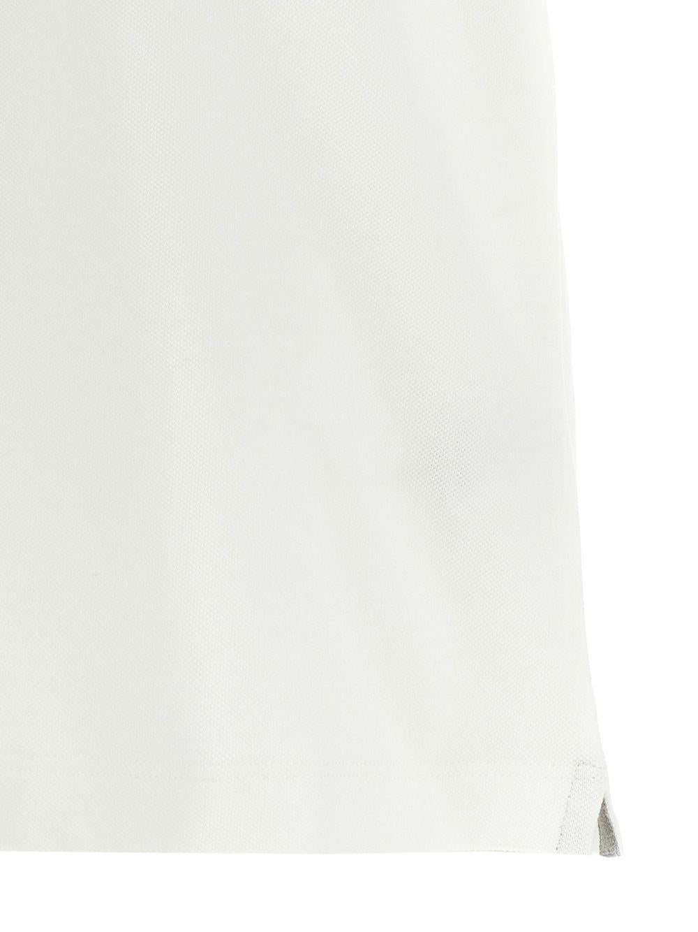 BRUNELLO CUCINELLI Polo in cotone bianco con bottoni e logo grigio 