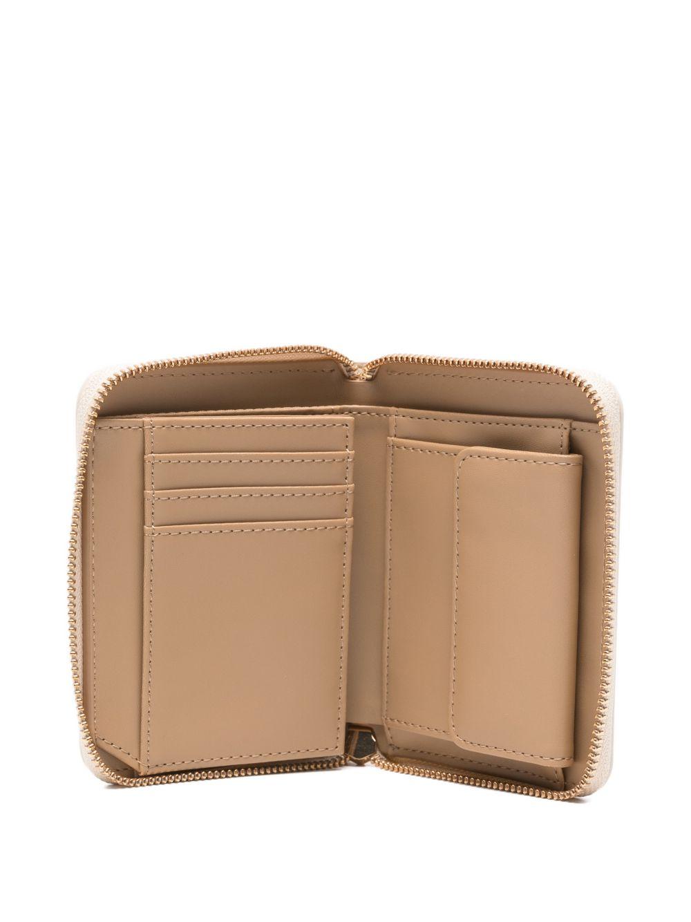 LOVE MOSCHINO Portafoglio avorio con placca logo dorata 