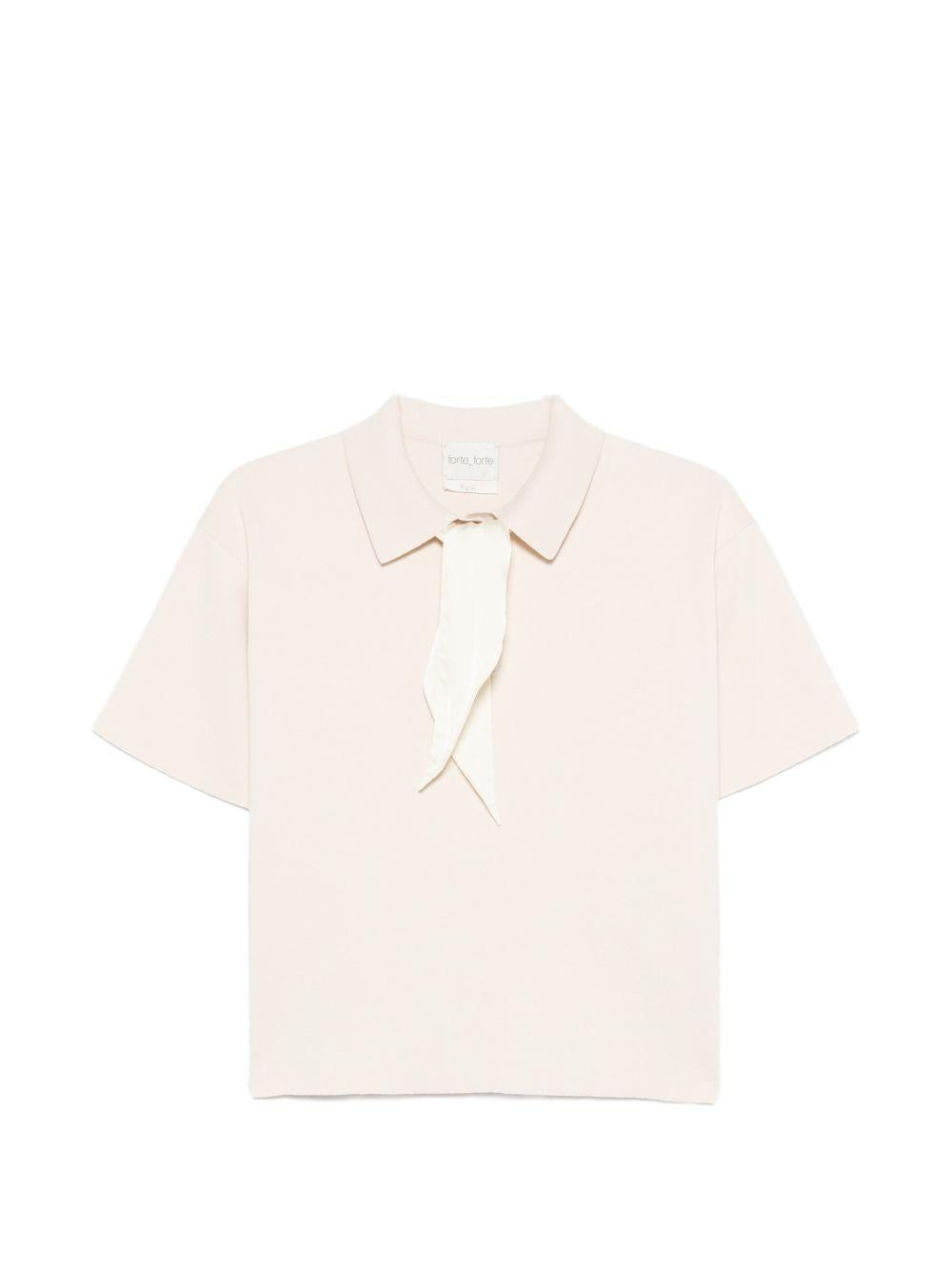 FORTE FORTE Polo in cotone elasticizzato cipria 