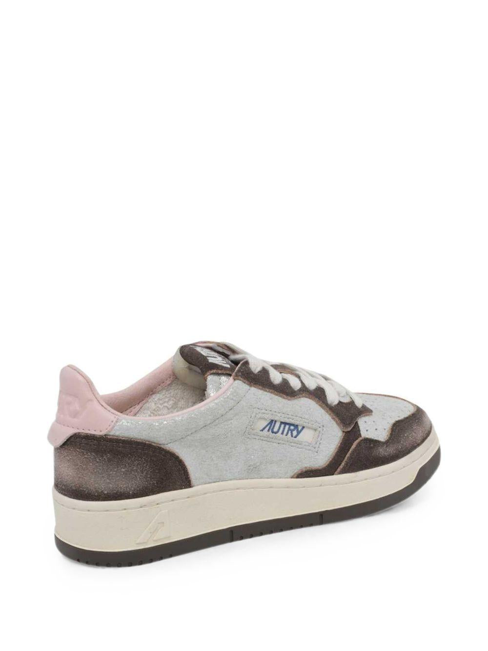 AUTRY Sneakers Medalist argento e marrone effetto vintage 