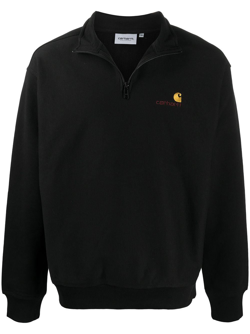 CARHARTT WIP Felpa nera in cotone con logo 