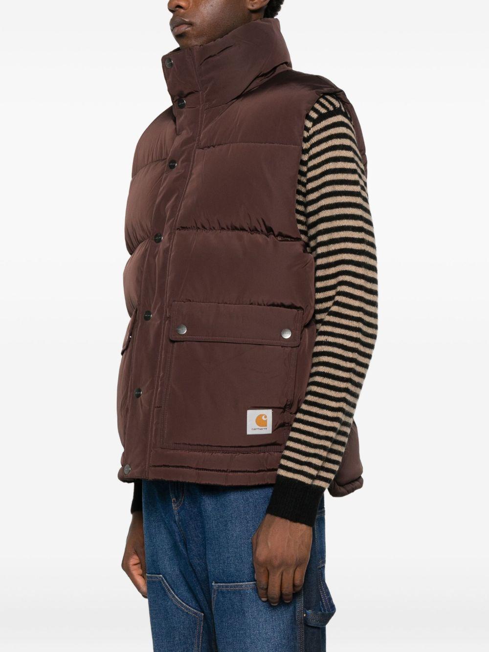 CARHARTT WIP Gilet imbottito marrone con tasche 