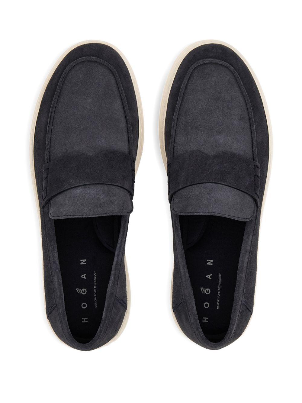 HOGAN Mocassini H-TV in pelle scamosciata blu 