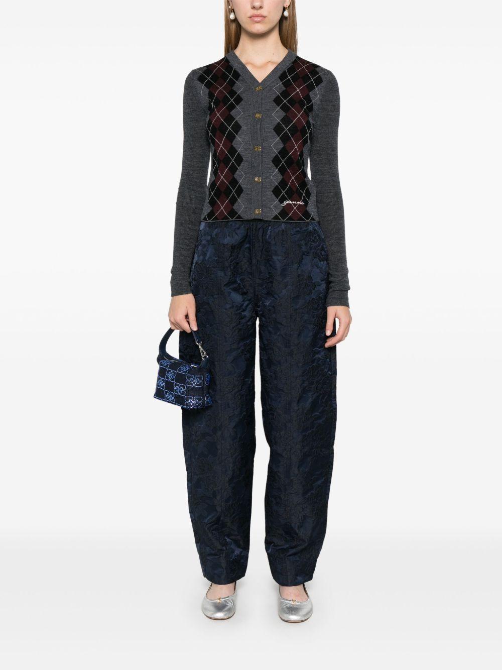 GANNI Cardigan a rombi in lana merino 