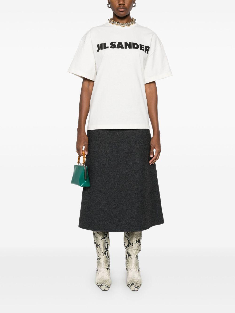 JIL SANDER T-shirt in cotone bianco con logo nero 