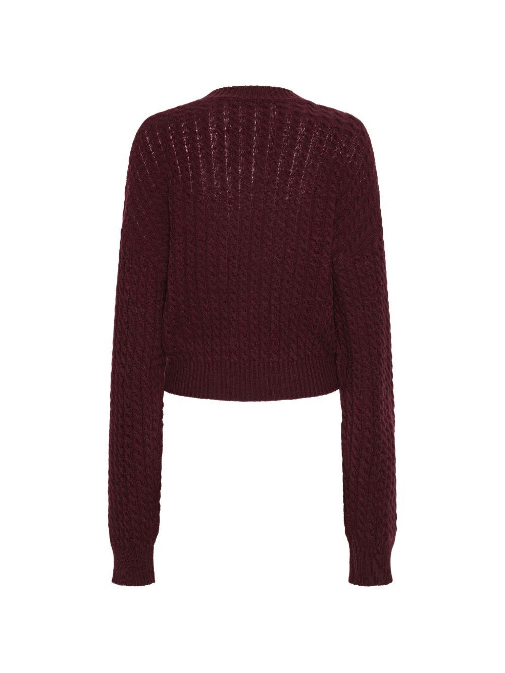 ROTATE Maglione bordeaux con lavorazione a trecce 