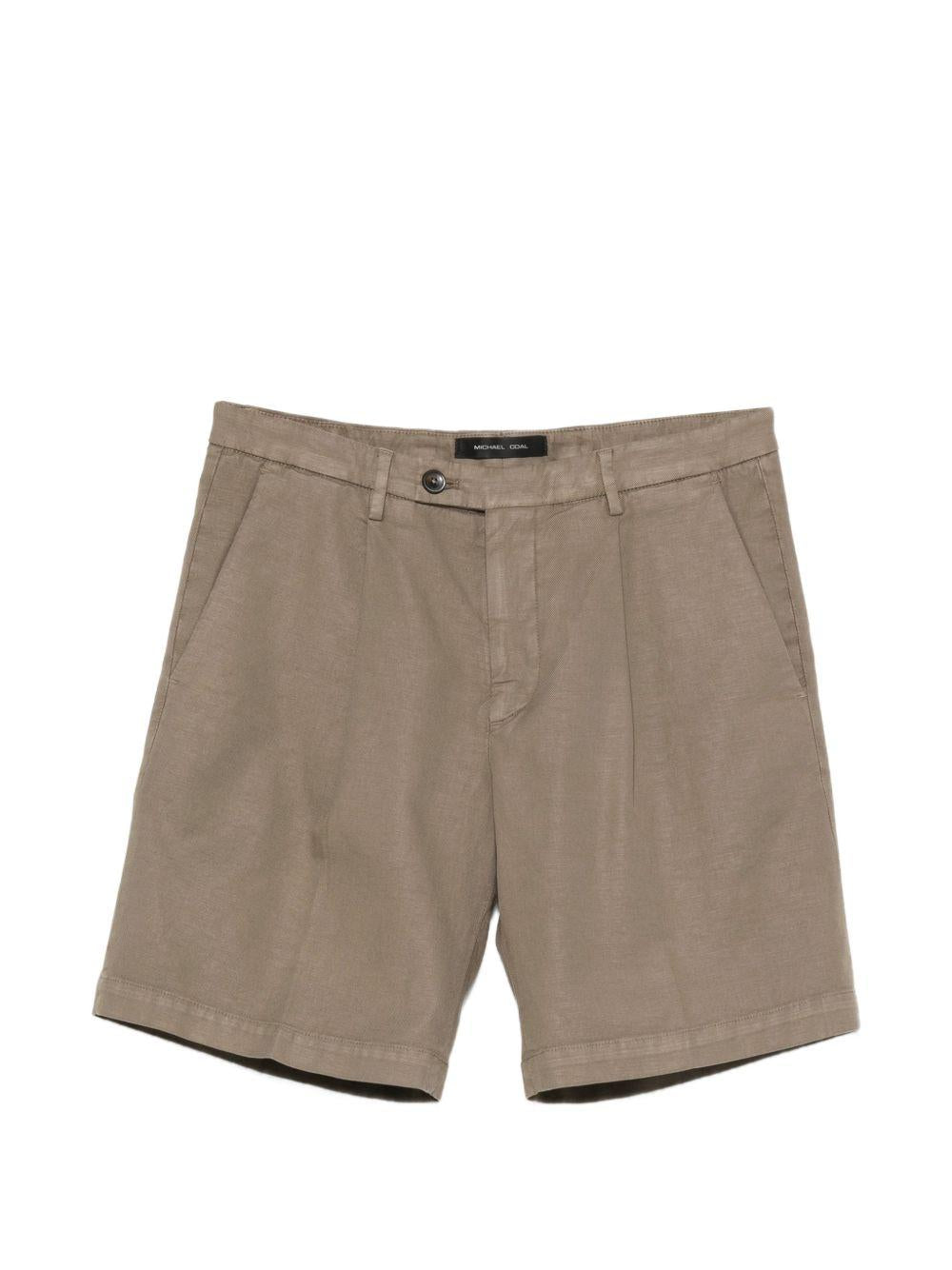 MICHAEL COAL Pantaloni corti marroni con tasche in fresco cotone 