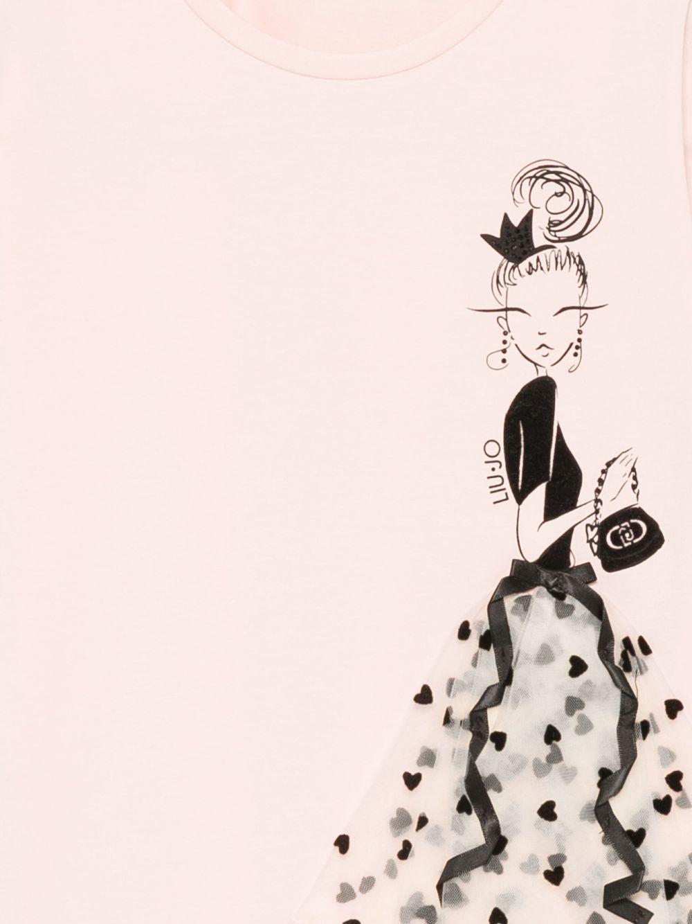 LIUJO Maglia rosa con stampa grafica 