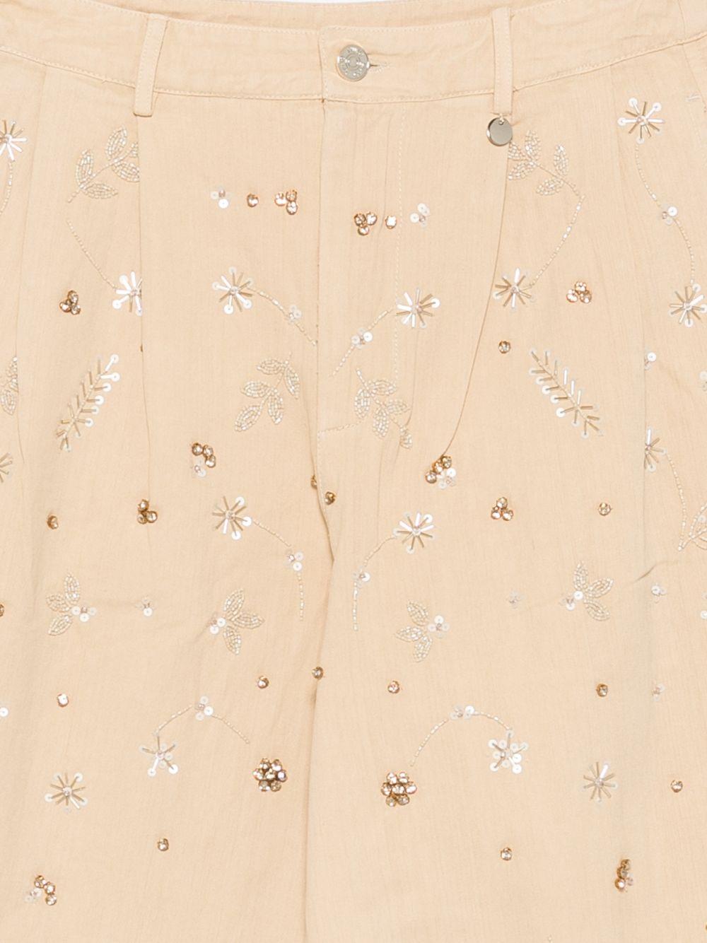 LIUJO Jeans barrel beige con ricami 