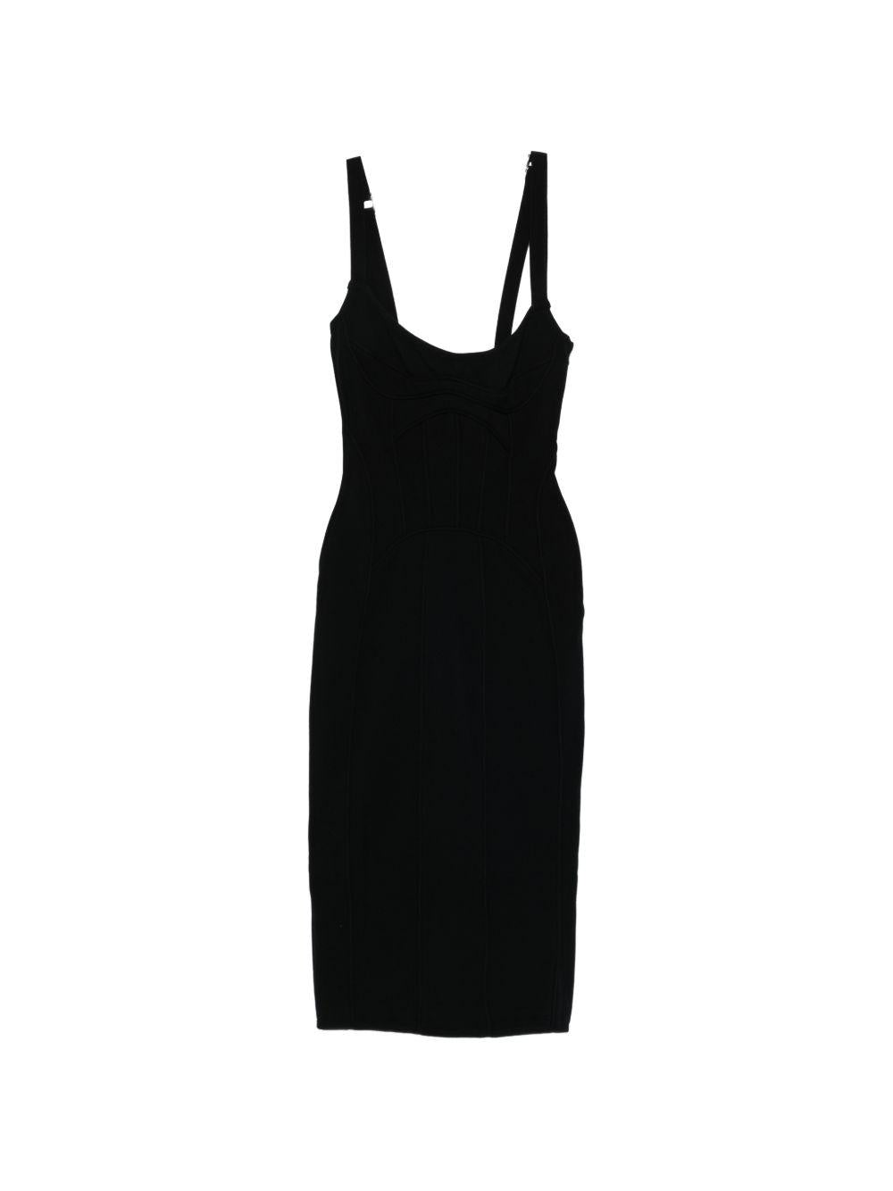 THE ATTICO Abito midi nero aderente con spacco 