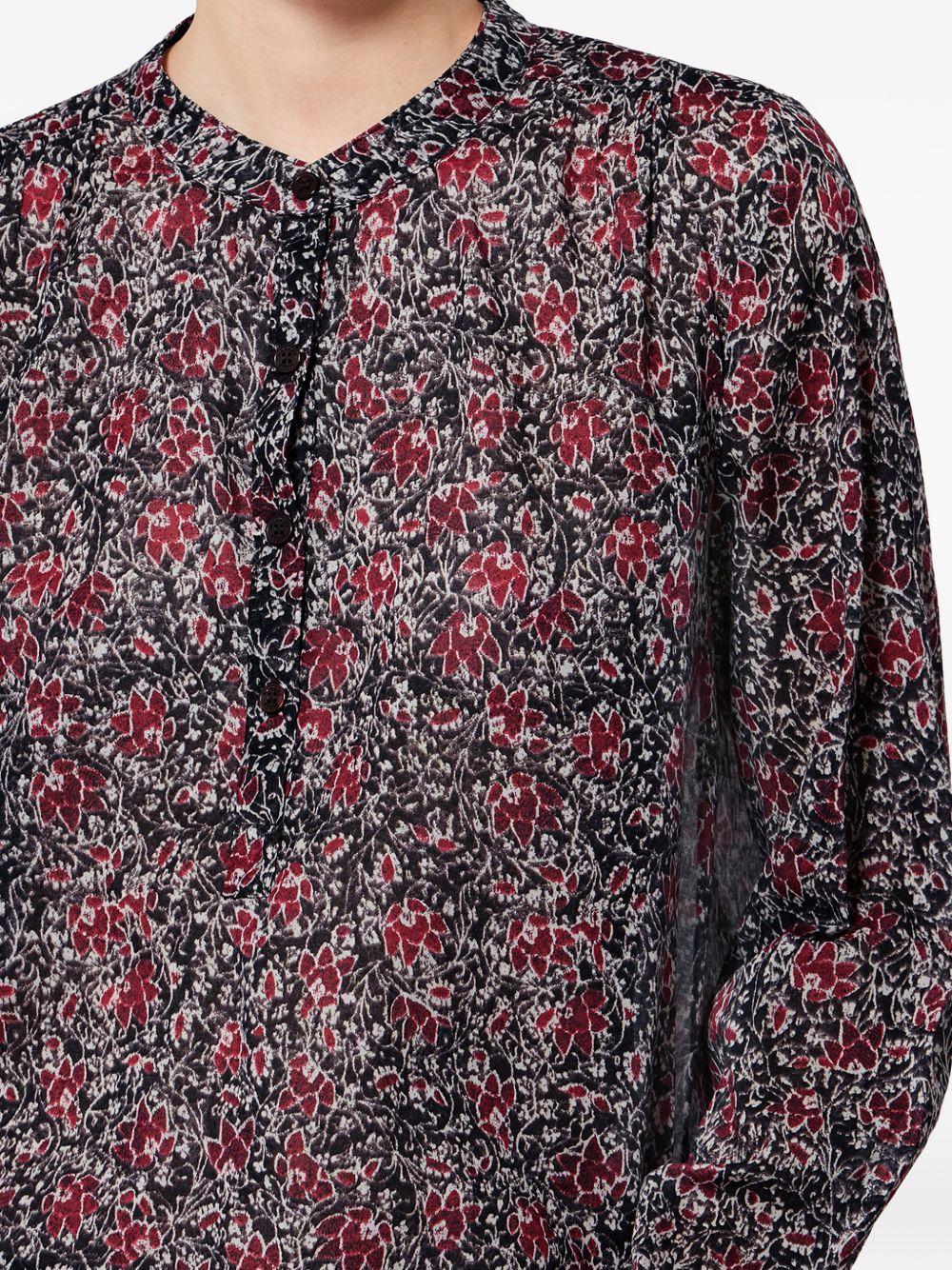 MARANT ETOILE Camicia cremisi in cotone con stampa floreale 