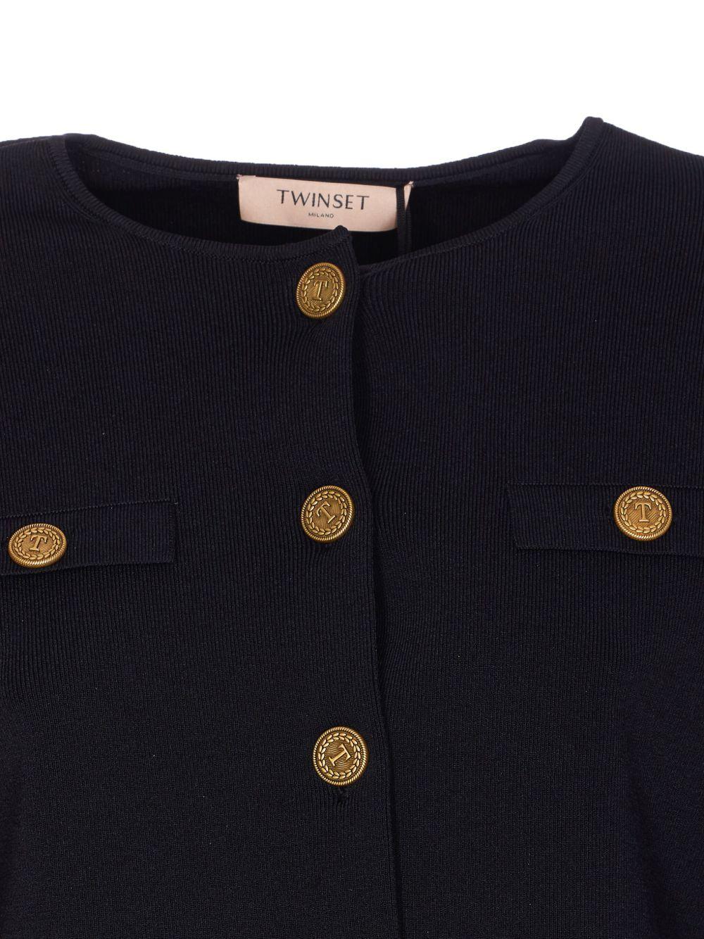 TWINSET Cardigan nero con bottoni dorati<BR/> 