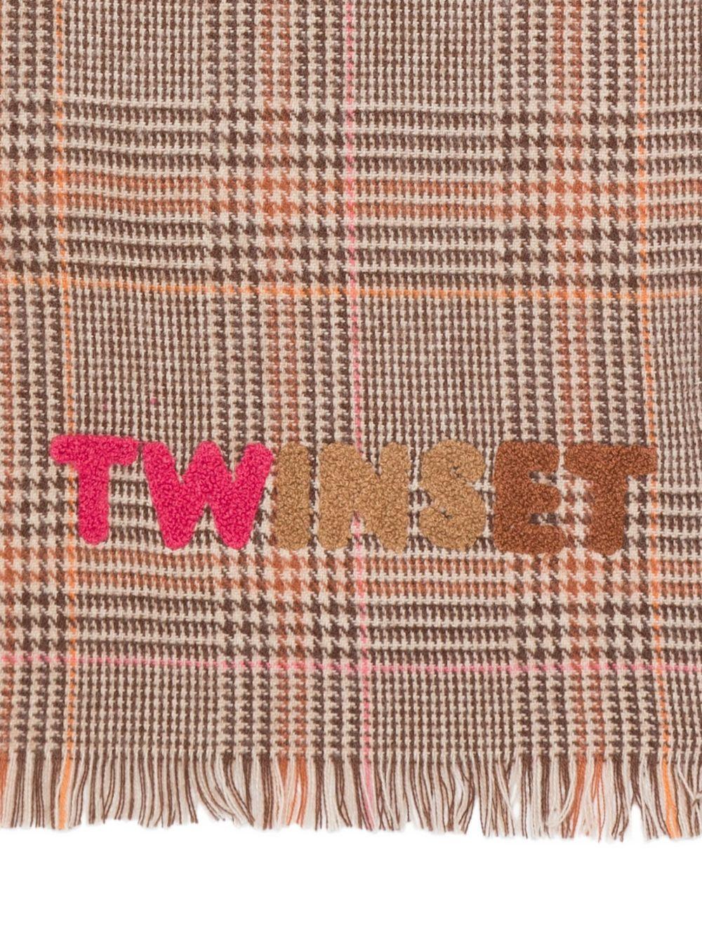 TWINSET Sciarpa a quadri con logo 