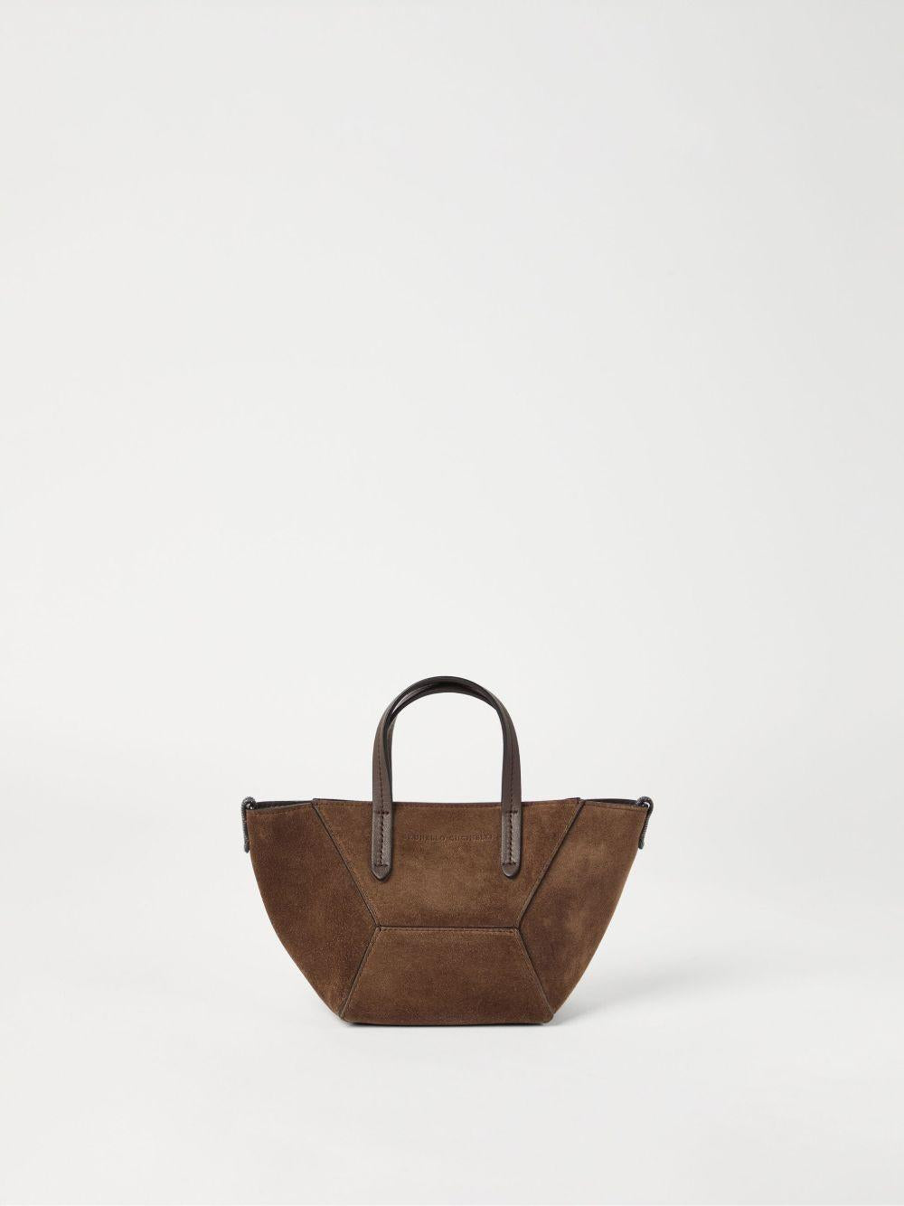 BRUNELLO CUCINELLI Borsa a tracolla Mini in suede marrone 