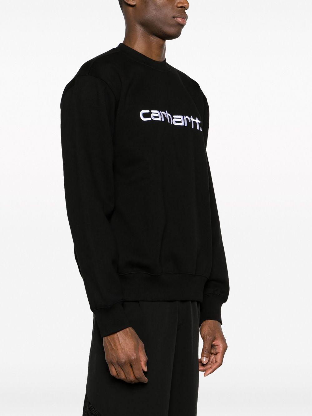 CARHARTT WIP Felpa girocollo in cotone nero con logo 