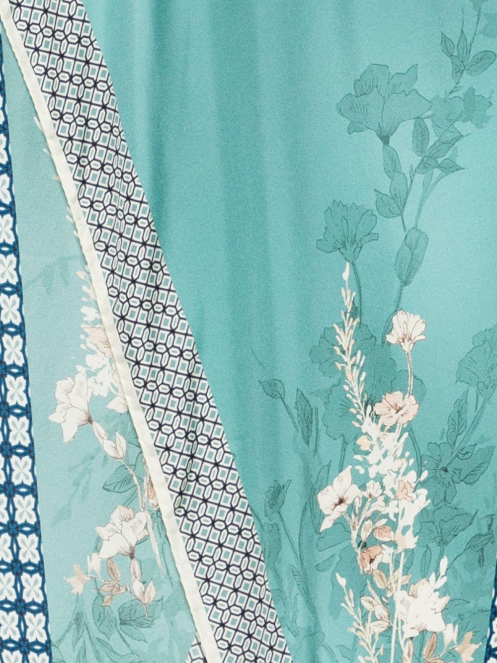 SEVENTY Foulard in seta verde con stampa floreale 