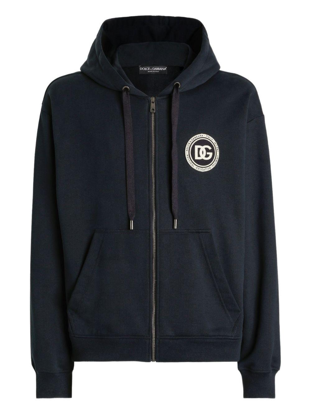 DOLCE e GABBANA Felpa in cotone con cappuccio e logo 
