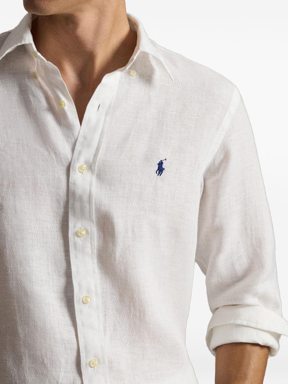 POLO RALPH LAUREN Camicia bianca con logo ricamato sul petto 