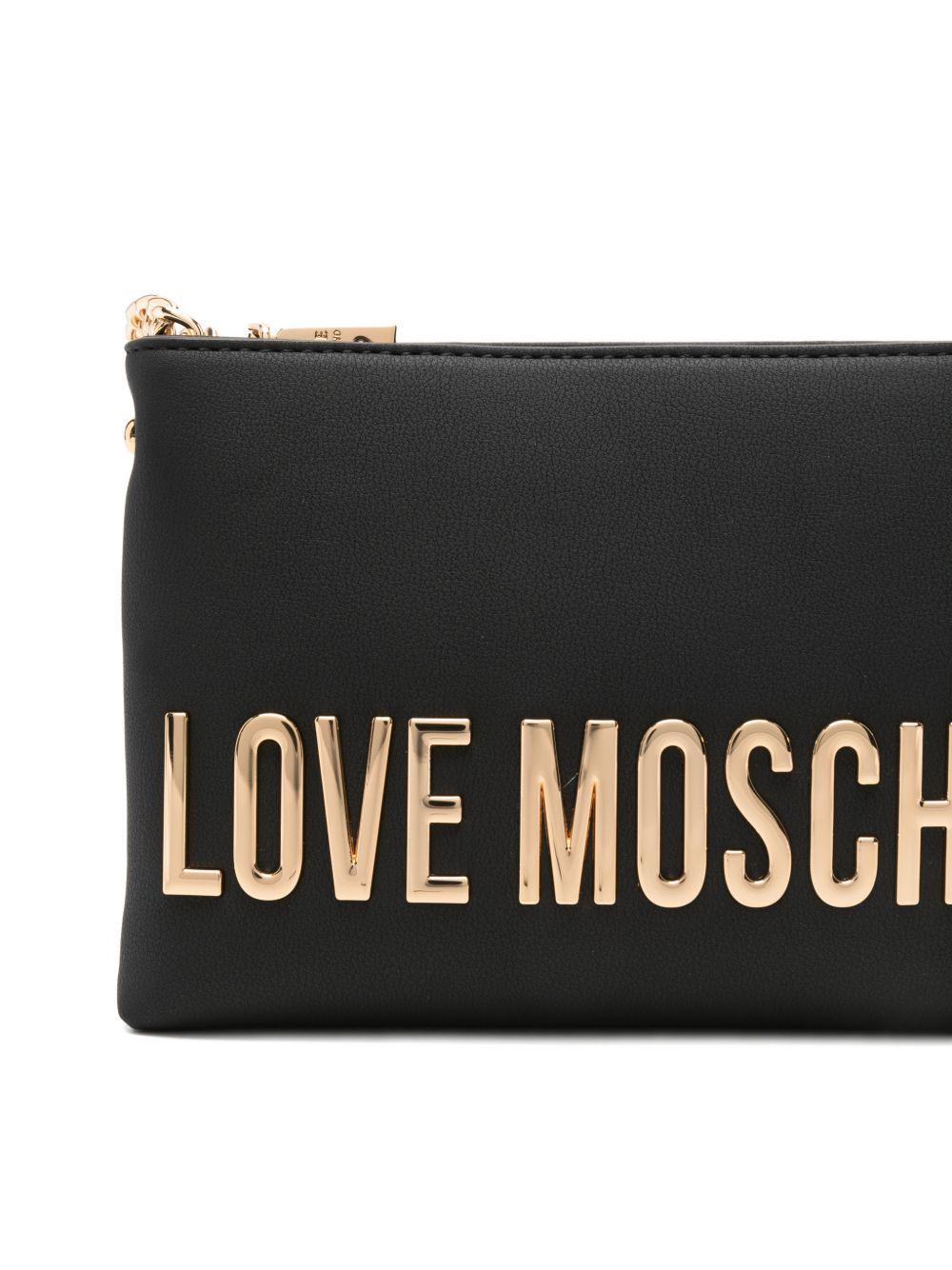LOVE MOSCHINO Borsa a tracolla nera con logo dorato 