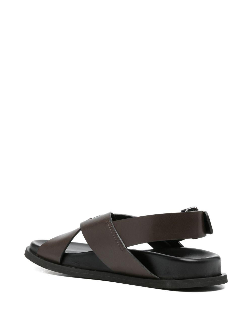 GUGLIELMO ROTTA Sandali bassi Twill Ranch in pelle marrone 