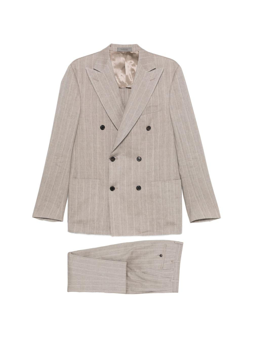 CORNELIANI Completo grigio gessato con giacca doppiopetto 