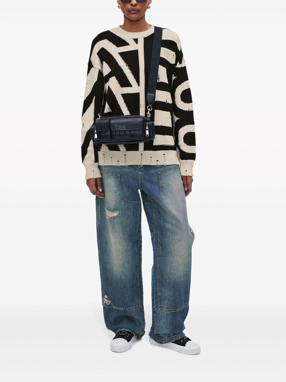 MARC JACOBS Borsa a spalla 'The Leather Cargo Bag' in pelle nera 