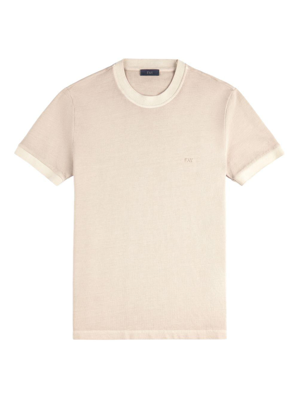 FAY T-shirt in cotone marrone girocollo 