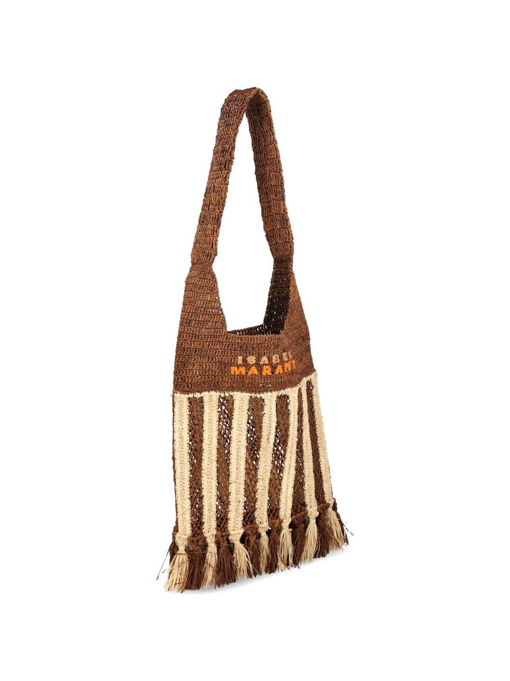 ISABEL MARANT Borsa Praia small in rafia a righe 