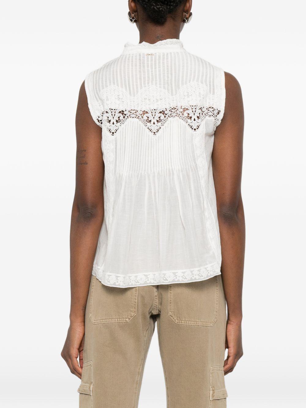 TWINSET Camicia senza maniche con ricami bianca 