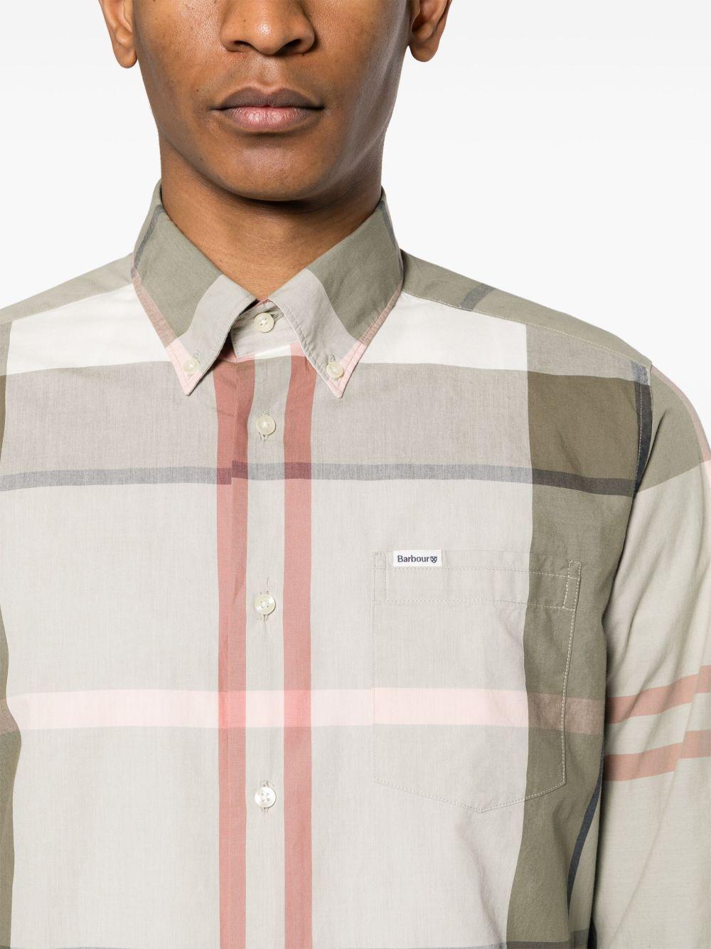 BARBOUR Camicia Glenmore verde oliva in cotone tartan 
