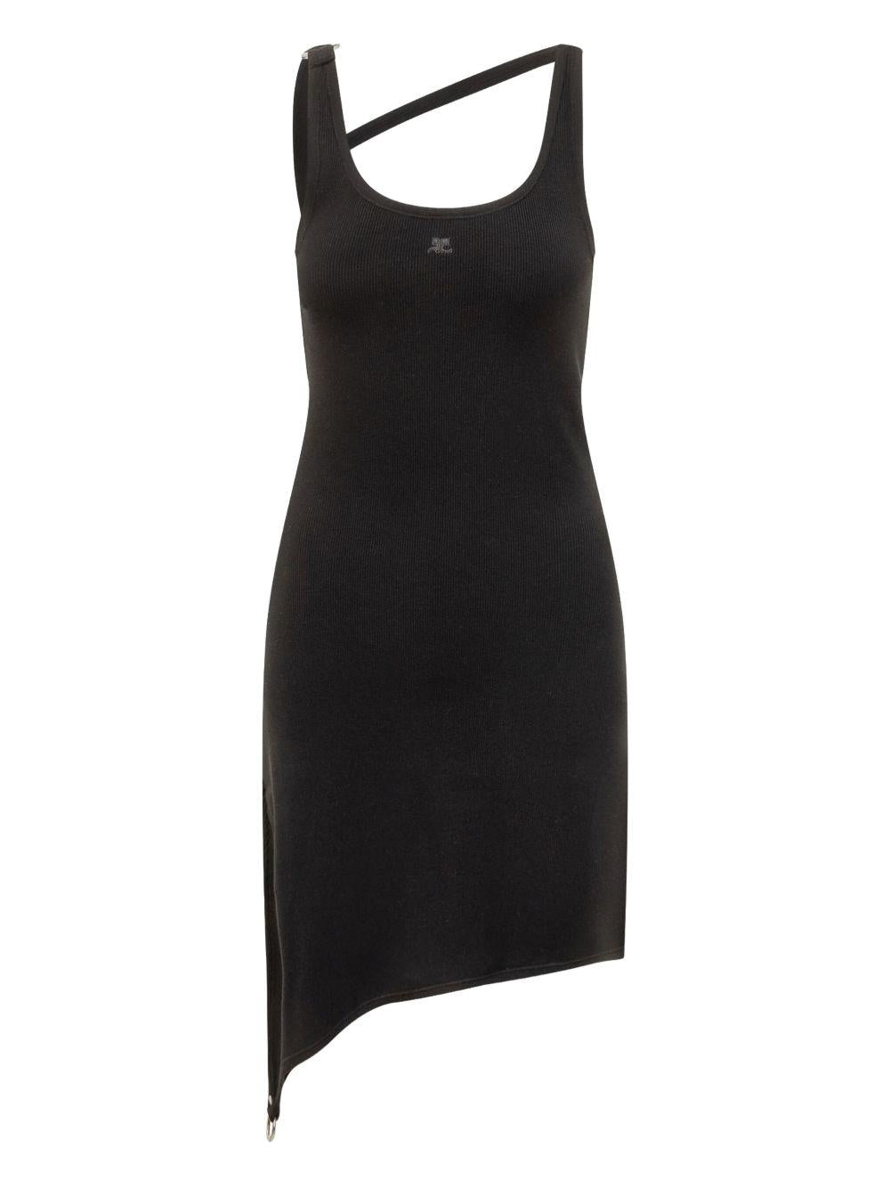 COURREGES Abito nero con taglio in diagonale 