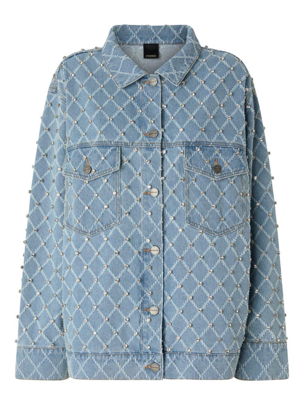 PINKO Giacca di jeans imprezioisita da strass 