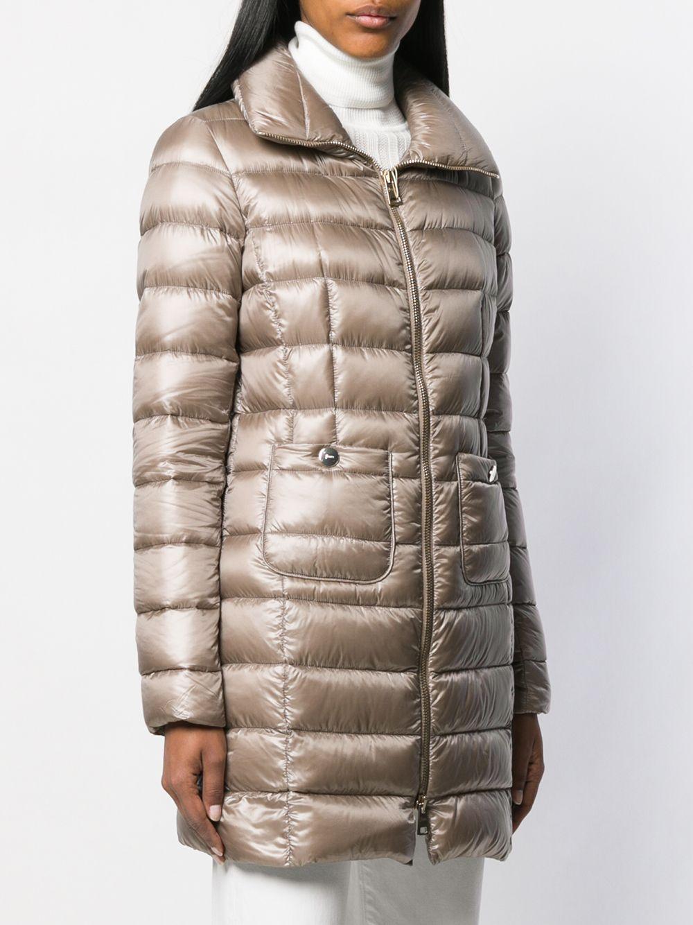 HERNO Piumino color champagne con zip e tasche 