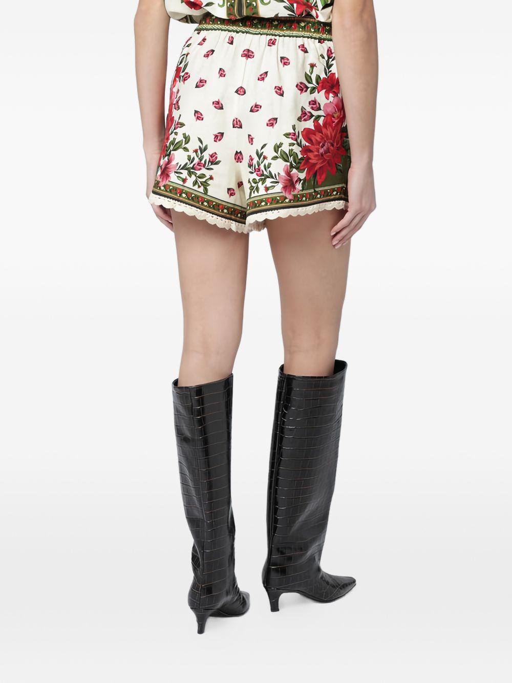 FARM RIO Shorts con stampa floreale all-over in lino 