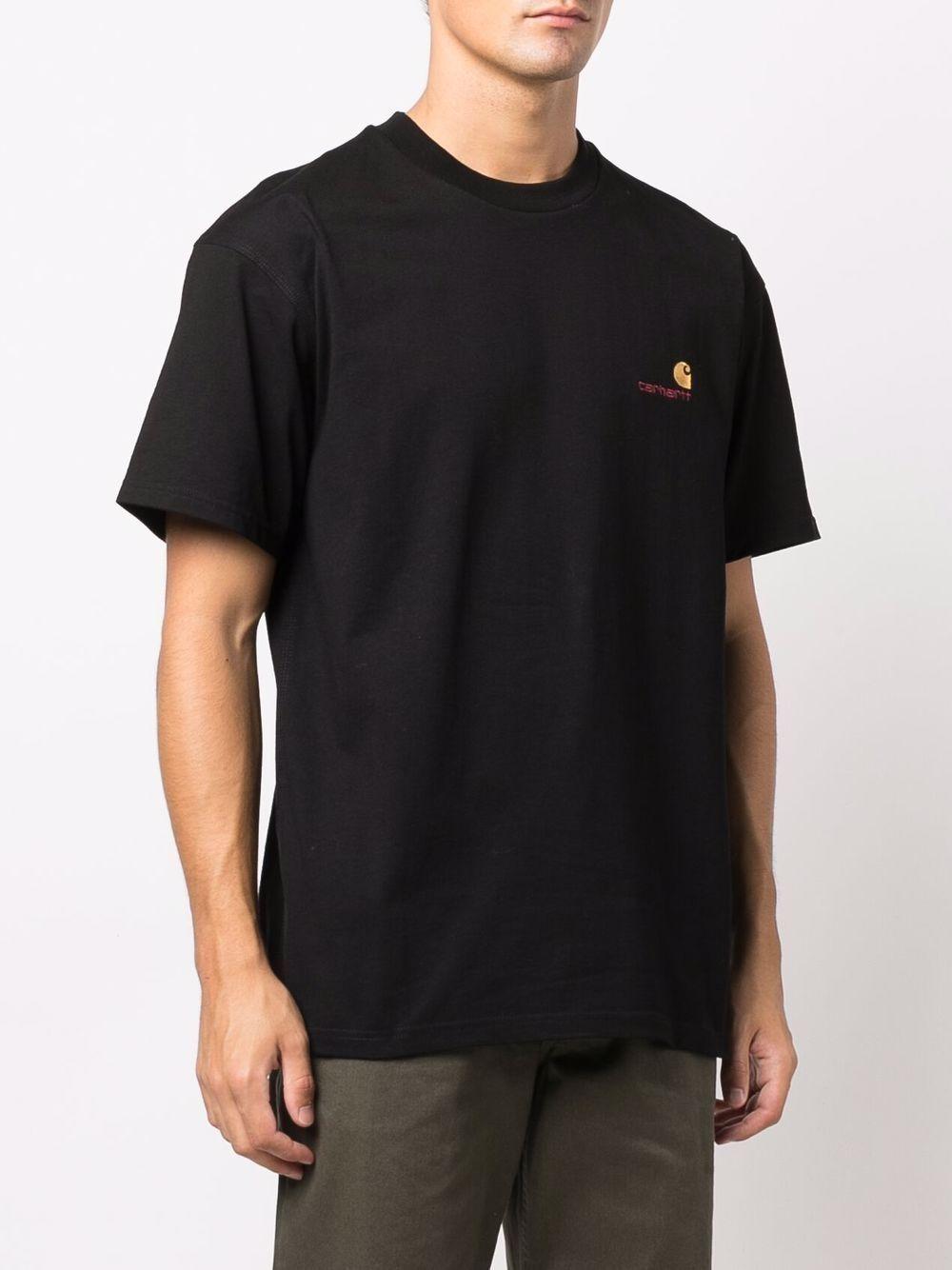 CARHARTT WIP T-shirt in cotone nero con logo oro ricamato 